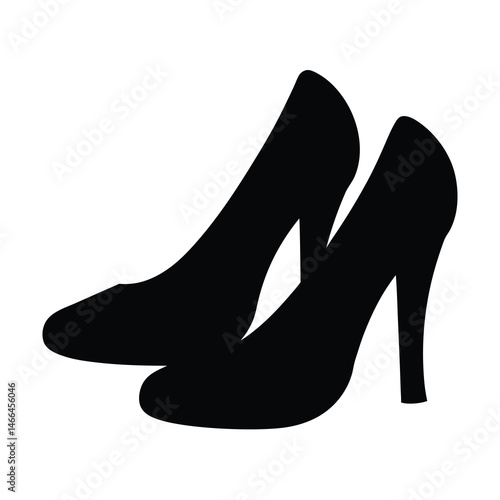 heels vector silhouette icon, black and white illustration of footwear.