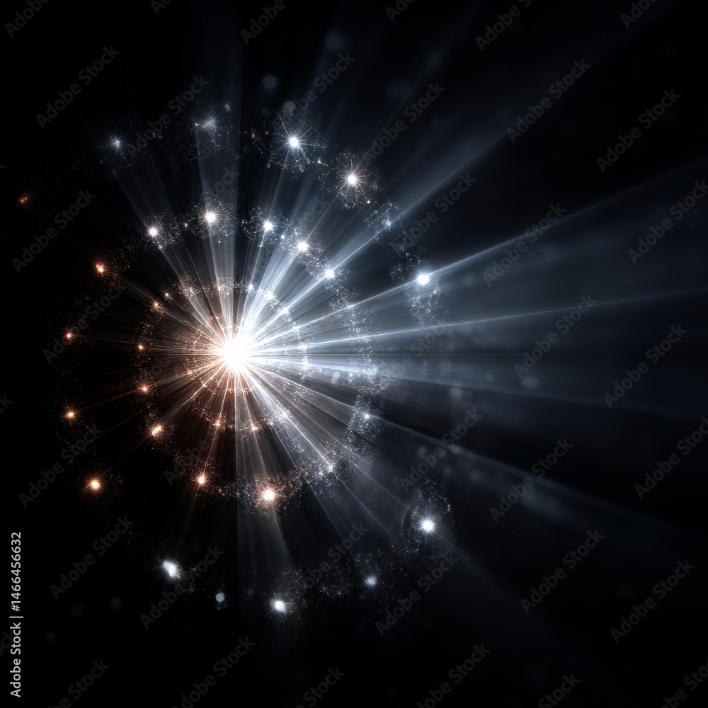 Fototapeta premium Radiant Luminescence: A Spiral of Light and Darkness with Shimmering Particles and Ethereal Rays