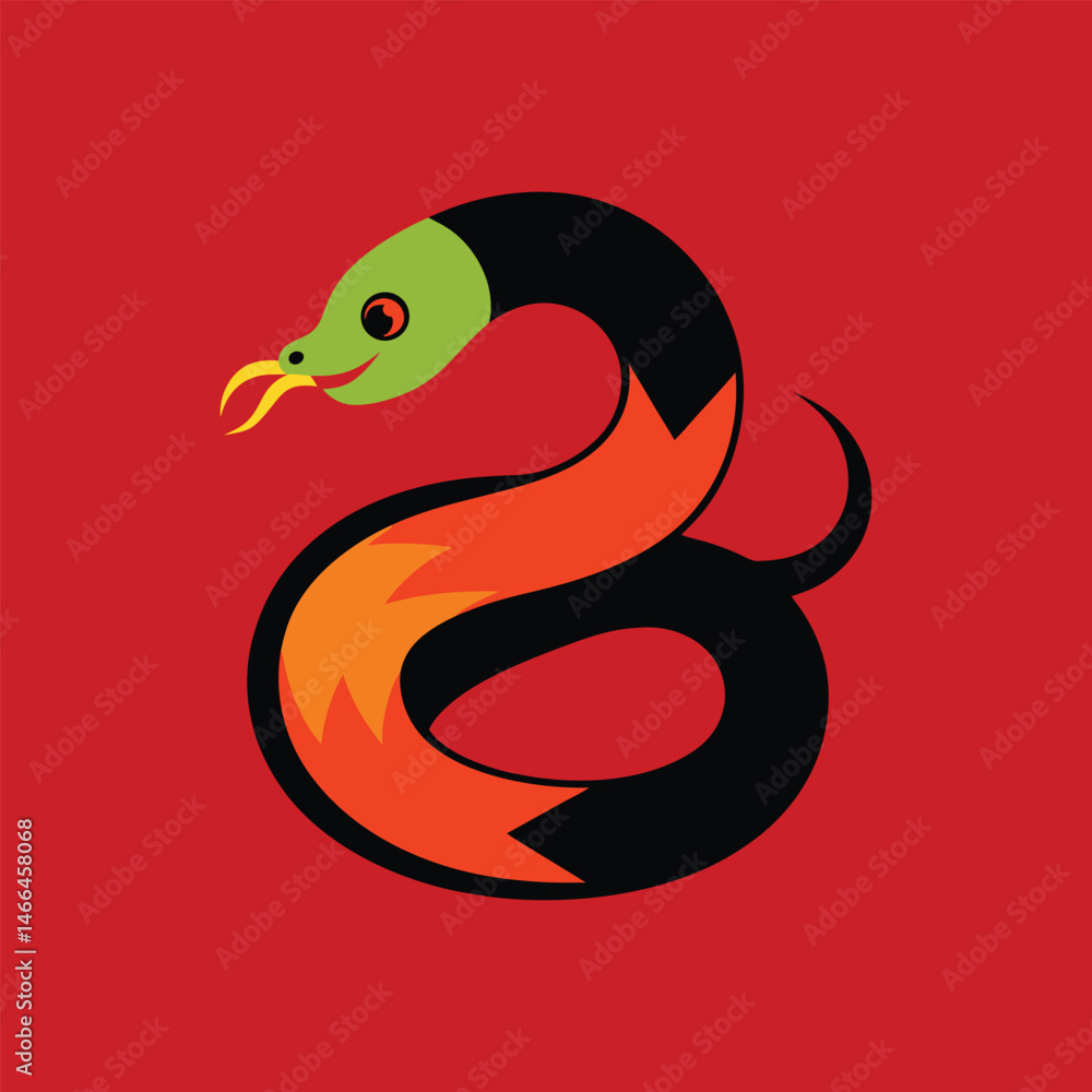 Naklejka premium danger noodle snake vector art illustration