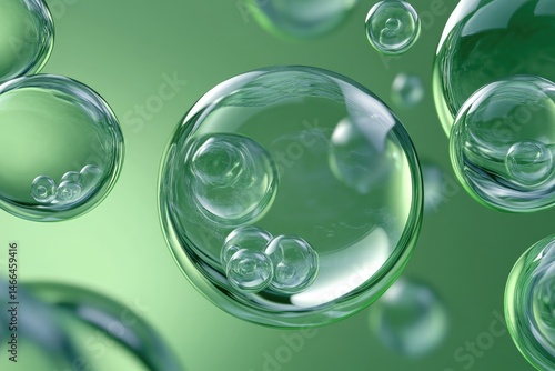 Transparent, vibrant green bubbles