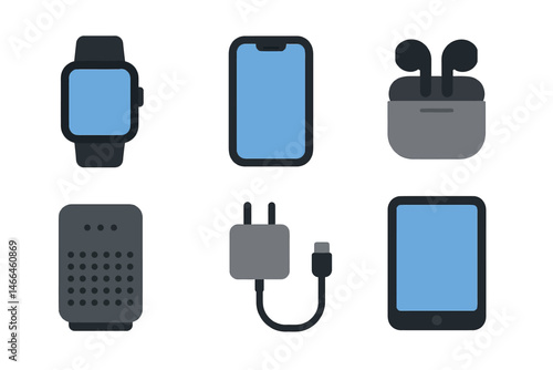 Modern tech device icons flat vector set Vector