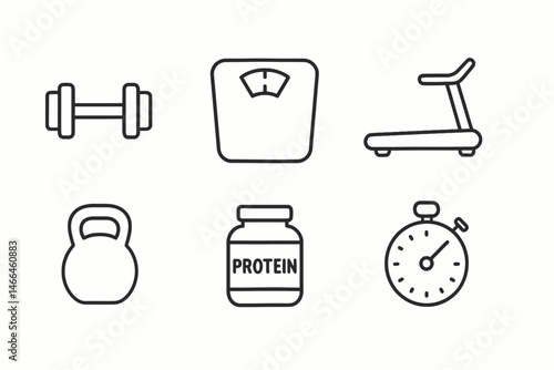 Line art icons of fitness and gym equipment Vector