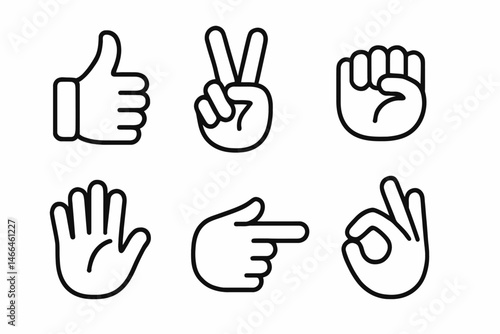 Black and white hand gesture icon set Vector