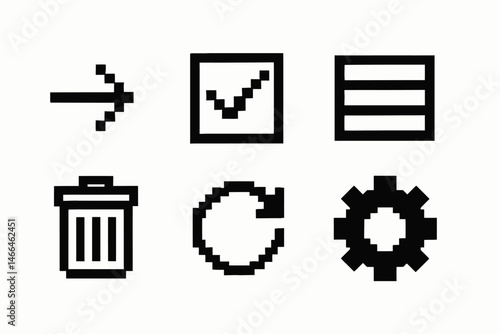 Pixel style interface icons for apps and websites Vector