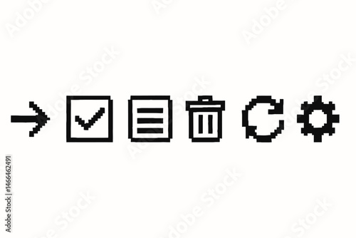 Pixel style user interface icons for UI design Vector