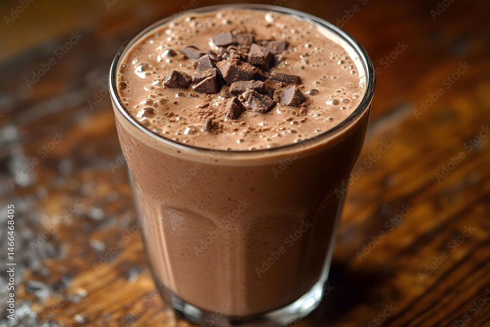 Decadent Chocolate Milkshake with Dark Chocolate Shavings for a Sweet Indulgence