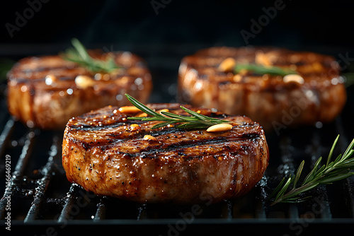 Grilled Gourmet Steaks with Rosemary Garnish for Culinary Delight and Dining Experience