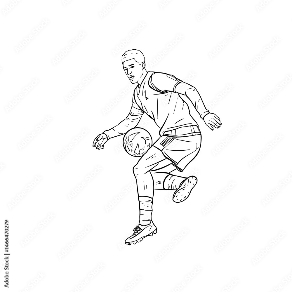 Fototapeta premium Illustration football line art Soccer 