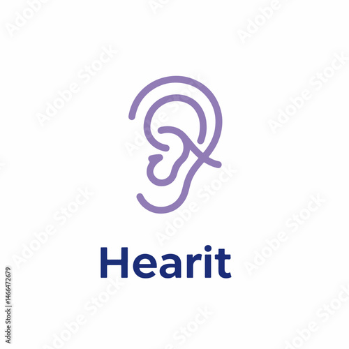 Hearit Ear Icon: A simple yet elegant purple icon of an ear. This image uses line art to evoke the sensation of silence and the act of listening.