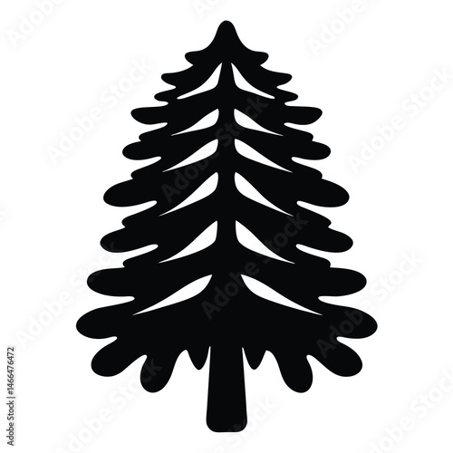 larch tree vector silhouette icon, black and white illustration of trees.