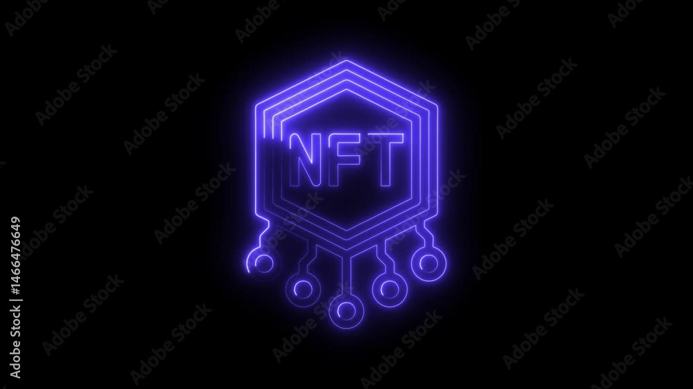 Nft concept with glowing neon style digital cryptocurrency art and technology Nft concept with glowing neon style digital cryptocurrency art and technology