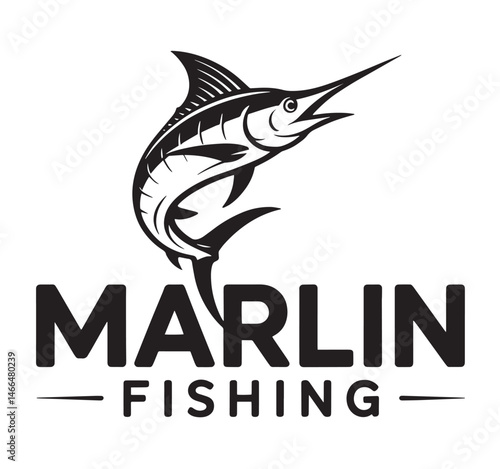 Striped Marlin Fishing Logo Design White Background