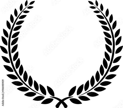 Circular laurel foliate icon in flat. isolated on transparent background