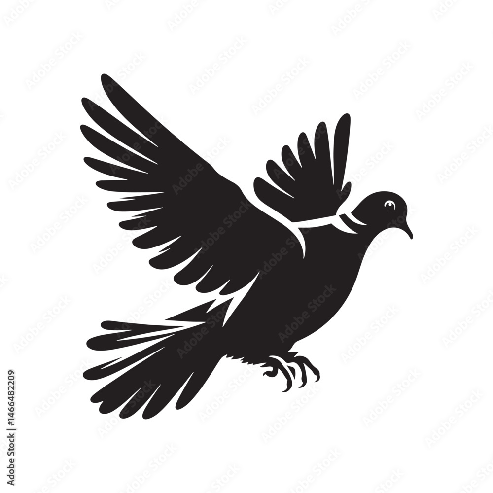 Graceful Eurasian Collared Dove Bird Vector Silhouette – Elegant Flight, Peaceful Perch, and Timeless Symbol of Tranquility in Minimalist Art - Illustration of Collared Dove Bird. Graceful Eurasian Collared Dove Bird Vector Silhouette – Elegant Flight, Peaceful Perch, and Timeless Symbol of Tranquility in Minimalist Art - Illustration of Collared Dove Bird.