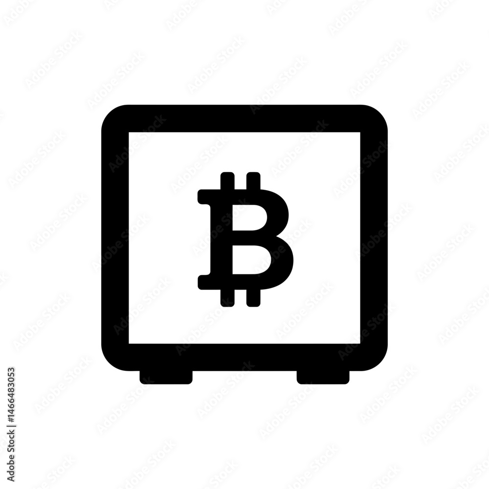 Bitcoin in Safe Box Outline – Digital Currency and Secure Storage Bitcoin in Safe Box Outline – Digital Currency and Secure Storage