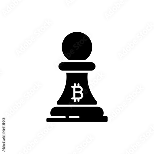 Bitcoin in Chess Pawn Base Symbolizing Strategic Financial Investment