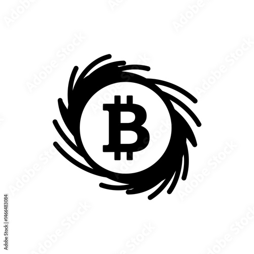 Bitcoin in Swirl Vortex Representing Digital Financial Transformation