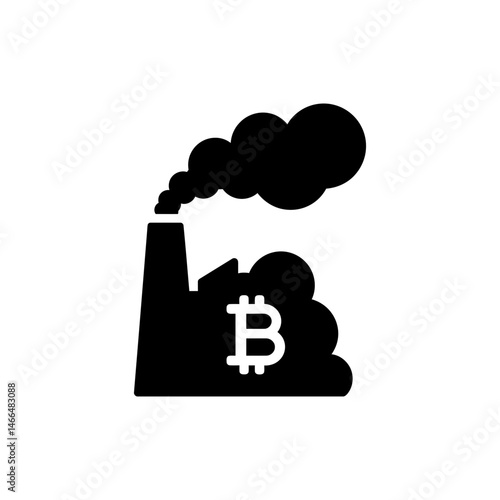Bitcoin Inside Factory Smoke Cloud - Cryptocurrency and Industrial Growth