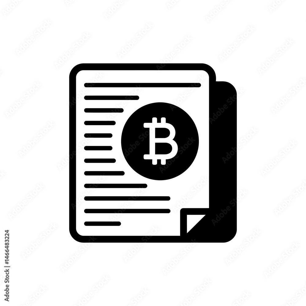 Bitcoin on Digital Ledger Page for Blockchain Finance Bitcoin on Digital Ledger Page for Blockchain Finance