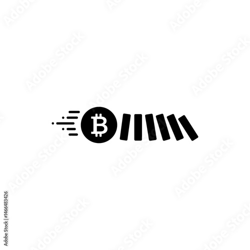 Bitcoin with Domino Chain Reaction Representing Financial Impact