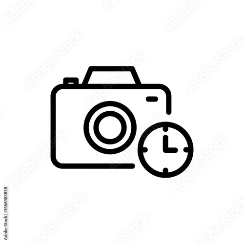 Camera Icon with Clock Overlay Representing Scheduled Recording or Video Capture