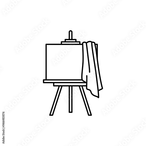 Canvas on Easel with Light Strokes and Cloth Draped for Painting