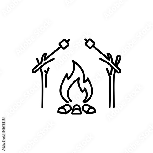 Campfire and Marshmallows for Outdoor Camping Experience