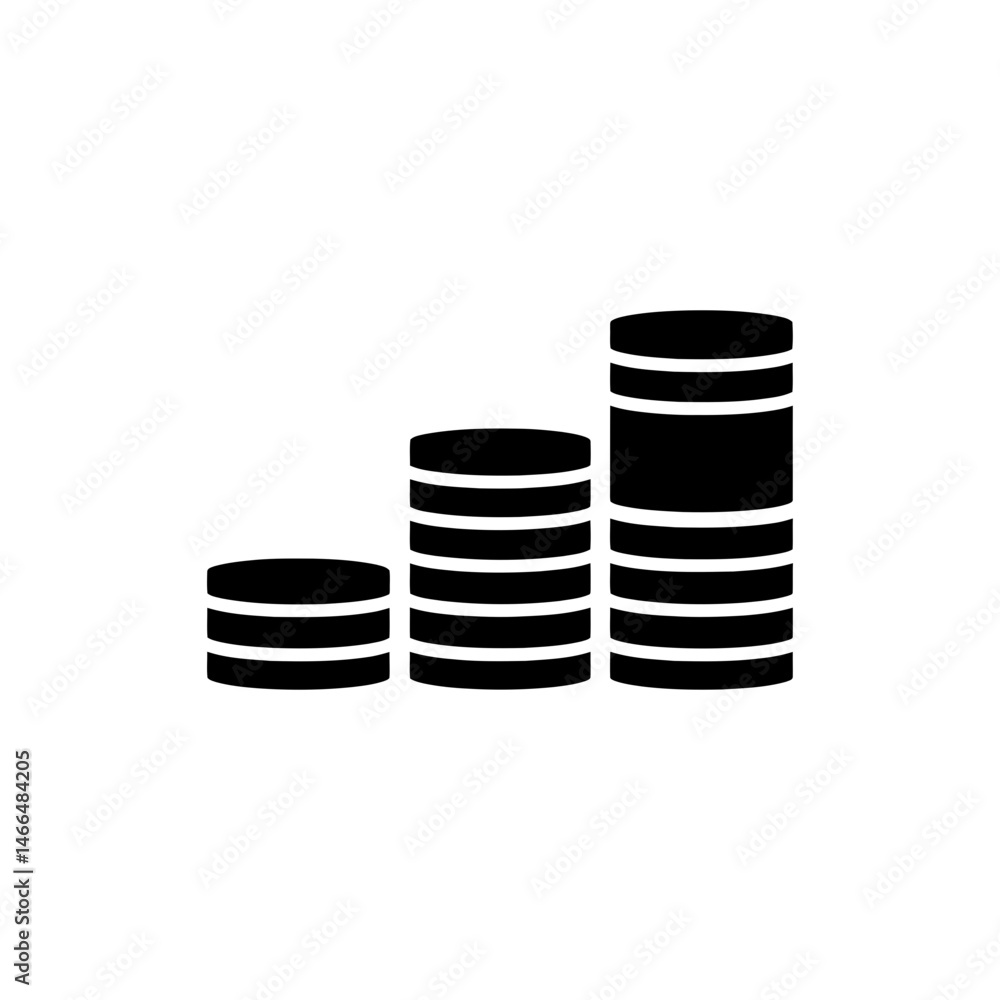 Coin Stack Forming Staircase Shape Icon for Financial Growth Coin Stack Forming Staircase Shape Icon for Financial Growth