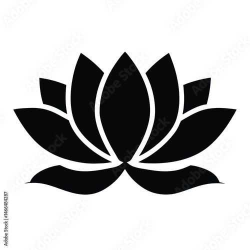Black and white illustration of lotus , flower silhouette vector designs.