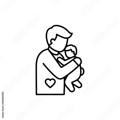 Dad Hugging Child with Heart Symbolizing Love and Family Affection