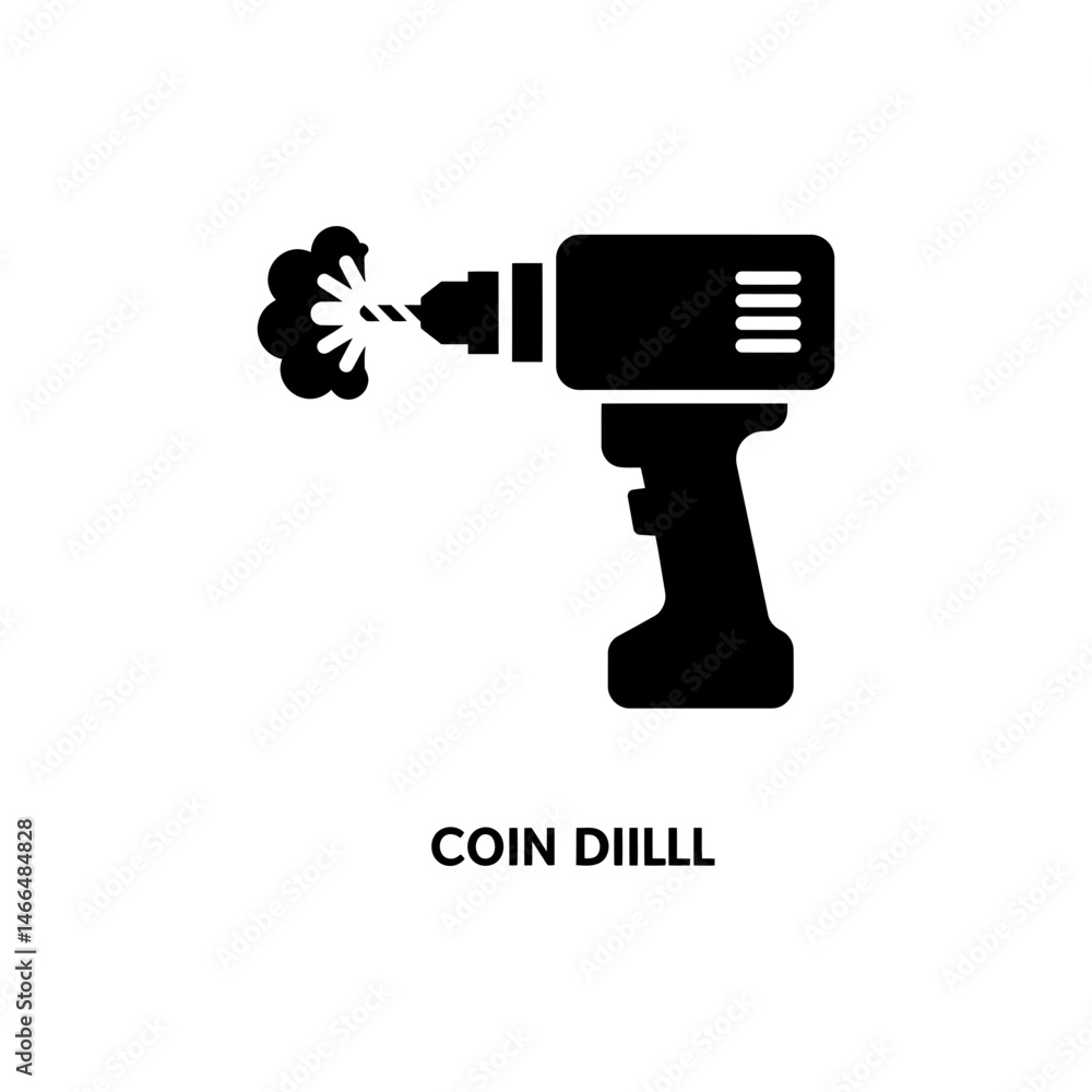 Dust Cloud Behind Coin Drill for Mining Concept Dust Cloud Behind Coin Drill for Mining Concept