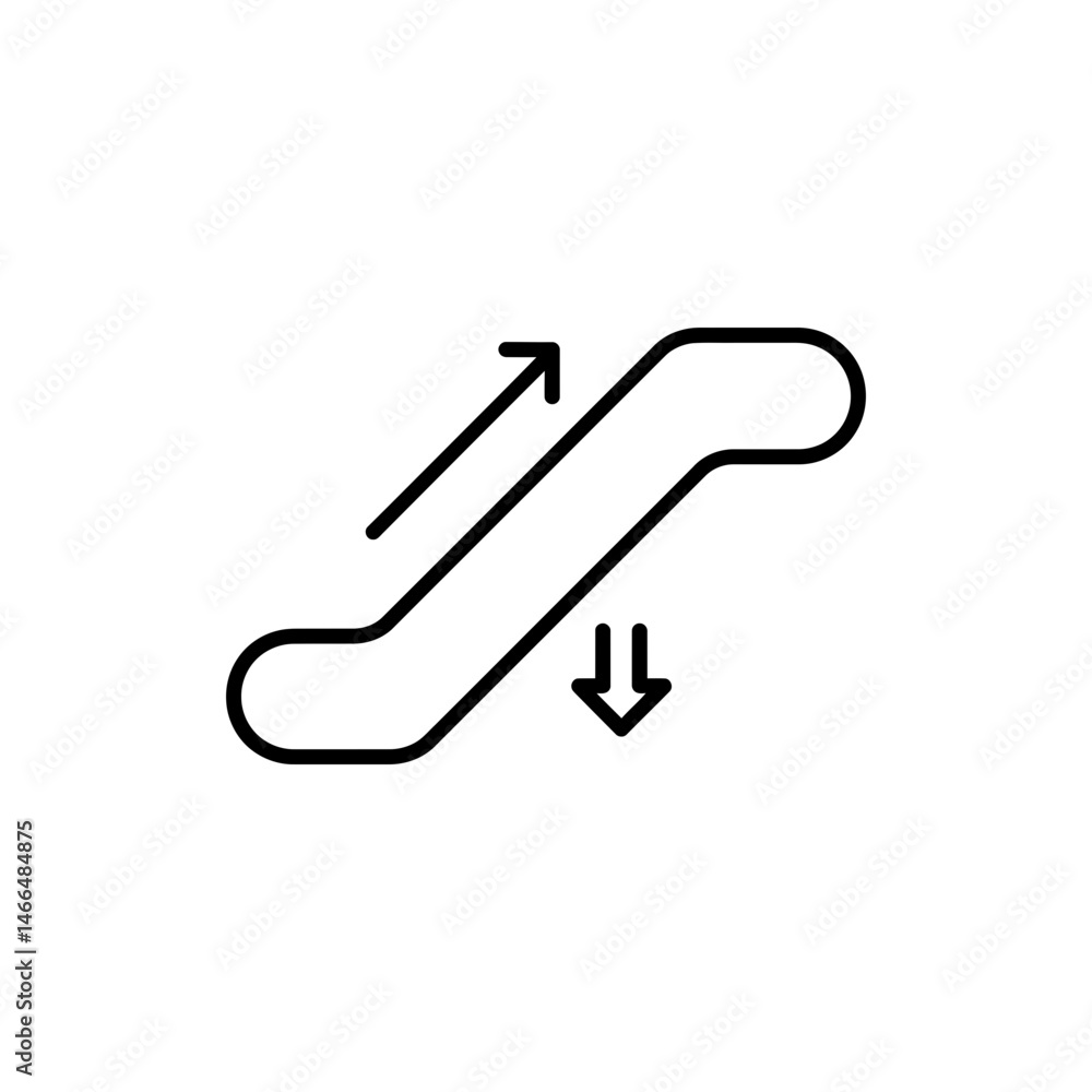 Escalator with Downward Motion Indicator Representing Decline and Movement Escalator with Downward Motion Indicator Representing Decline and Movement