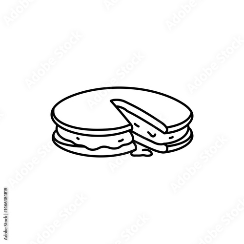 Dorayaki Pancake with Bean Paste Seeping Out Slightly