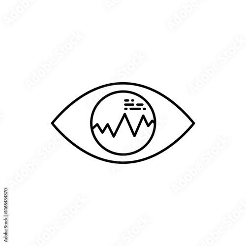Eye Icon with Chart Lines Reflected in Pupil Representing Vision and Data Analysis