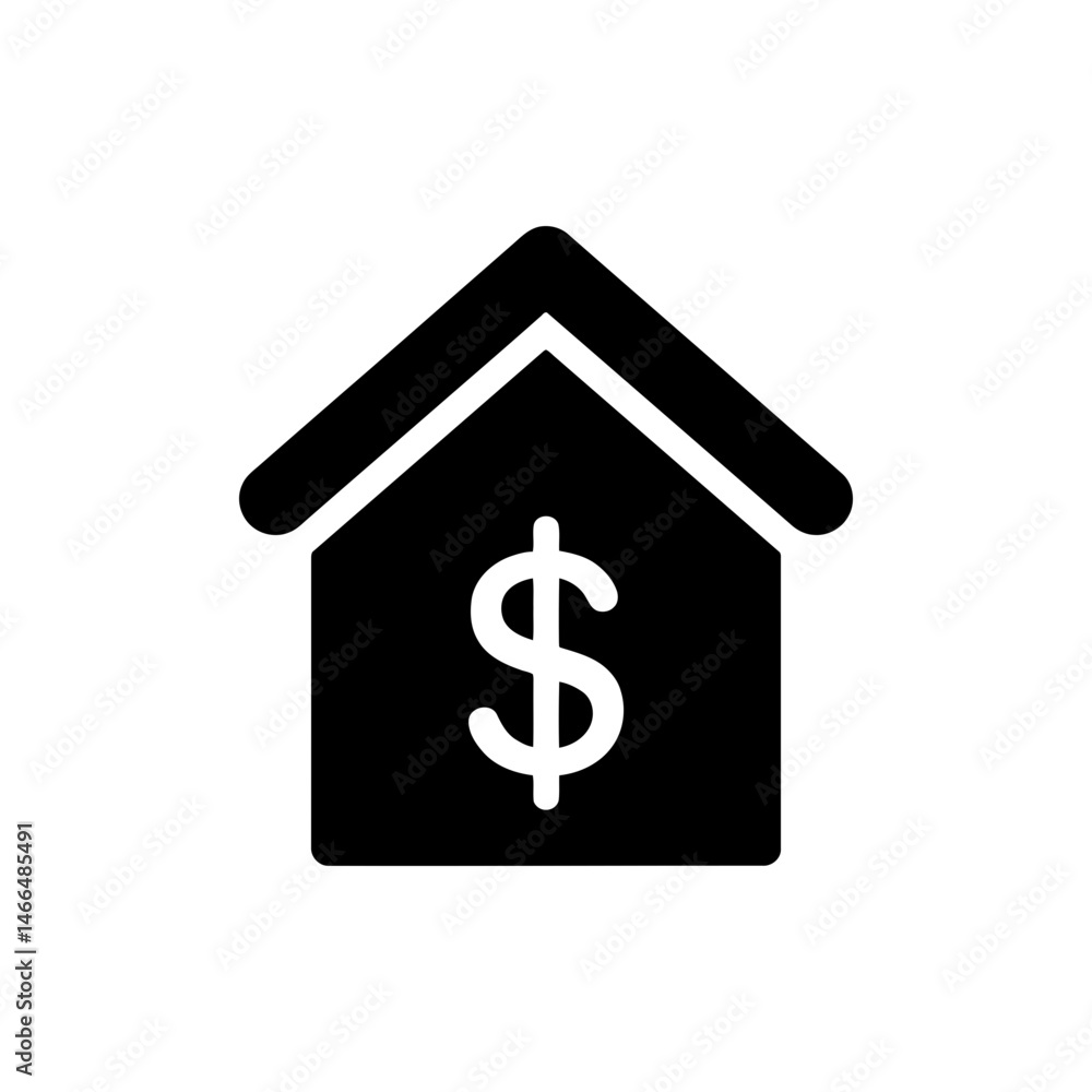 House with Dollar Sign Roof Representing Financial Prosperity in Real Estate House with Dollar Sign Roof Representing Financial Prosperity in Real Estate