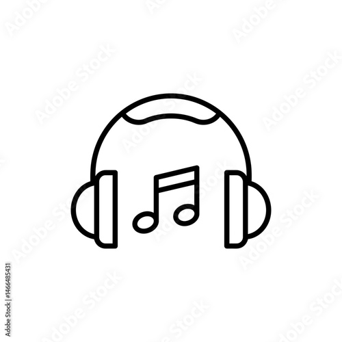 Headphones with Music Note Icon for Sound and Music
