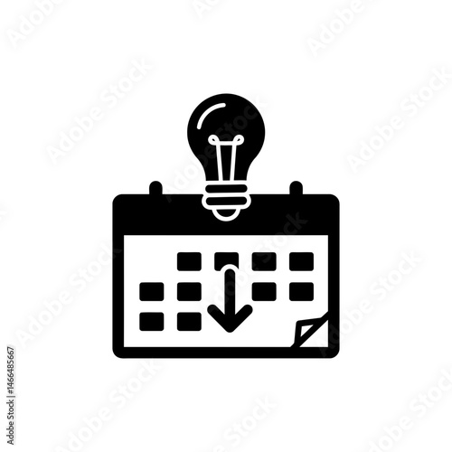 Lightbulb Over Calendar and Arrow Icon for Time Management and Ideas