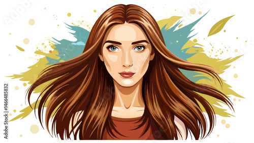 long healthy straight brown hair isolated on Very beautiful white background