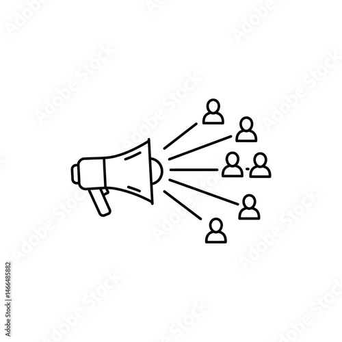 Megaphone with Lines to Users Representing Communication and Audience Engagement