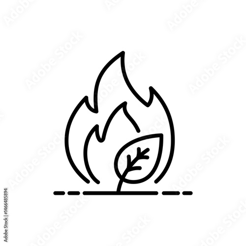 Metabolic Flame Symbol with Leaf Representing Health, Energy, and Sustainability