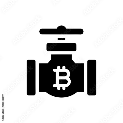 Pressure Valve with Bitcoin Sign Icon for Cryptocurrency and Mining