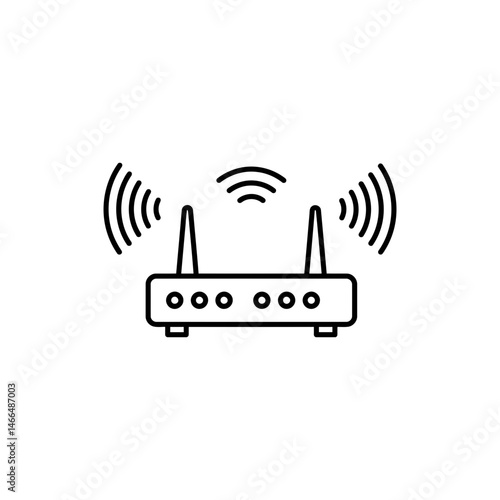 Router with Signal Waves in Three Directions - Internet Connectivity Concept