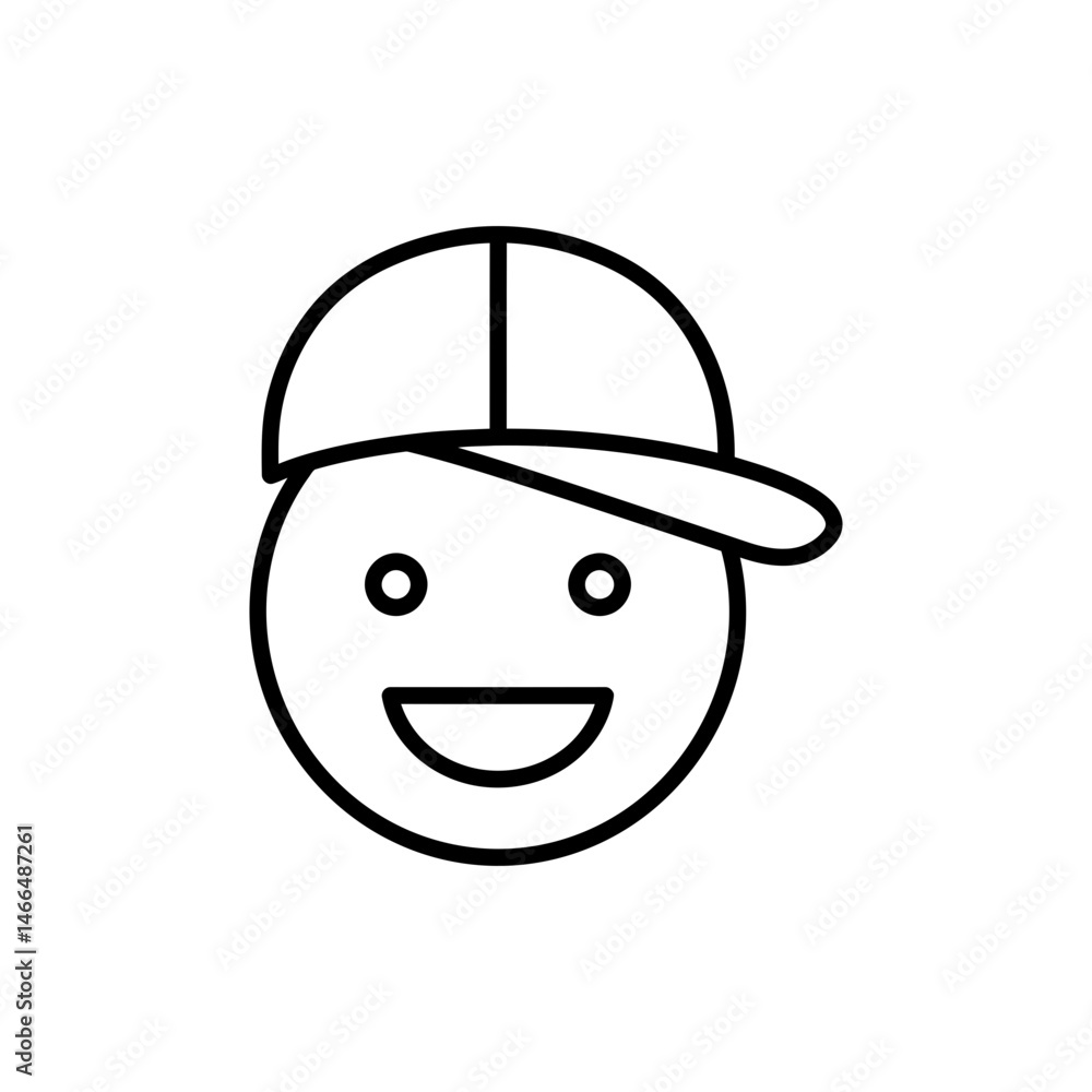 Smiling Face with Dad Cap - Casual Style and Fun Expression Smiling Face with Dad Cap - Casual Style and Fun Expression