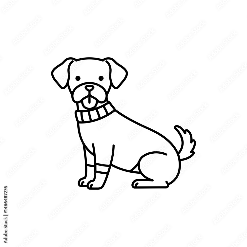 Fototapeta premium Small Dog Wearing Sweater and Wagging Tail for Pet and Animal Lovers