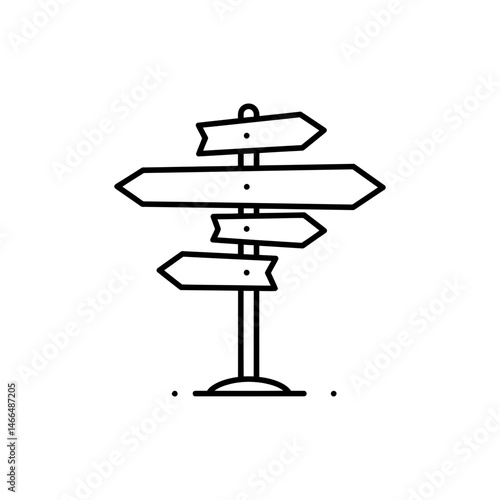 Site Map Signpost with Direction Arrows Minimal Navigation Aid Board for Guidance