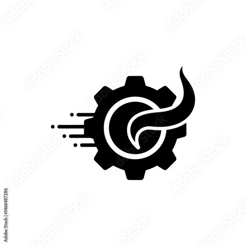 Smoke Trail Emerging from Gear - Industrial and Mechanical Concept