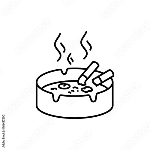 Smoking Zone with Ashtray and Smoke Lines - Smoking Area Concept