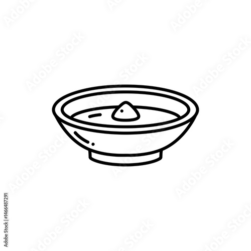 Soy Sauce Dish with Wasabi Dot Icon for Japanese Cuisine