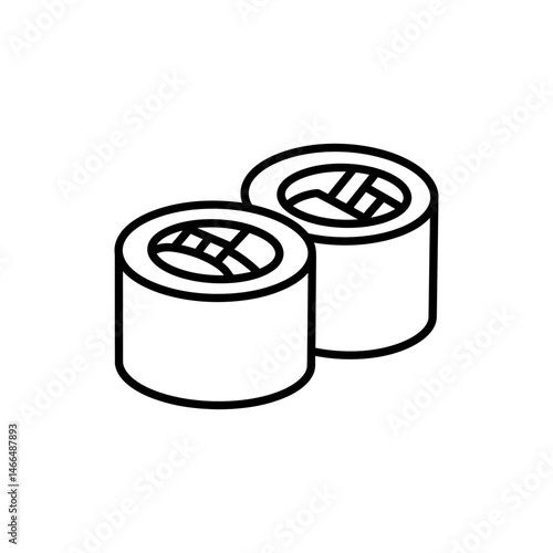 Two Maki Rolls with Visible Vegetable and Fish Fillings Representing Sushi and Japanese Cuisine