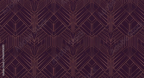 Art Deco Geometric Pattern: Elegant Rose Gold and Maroon Design